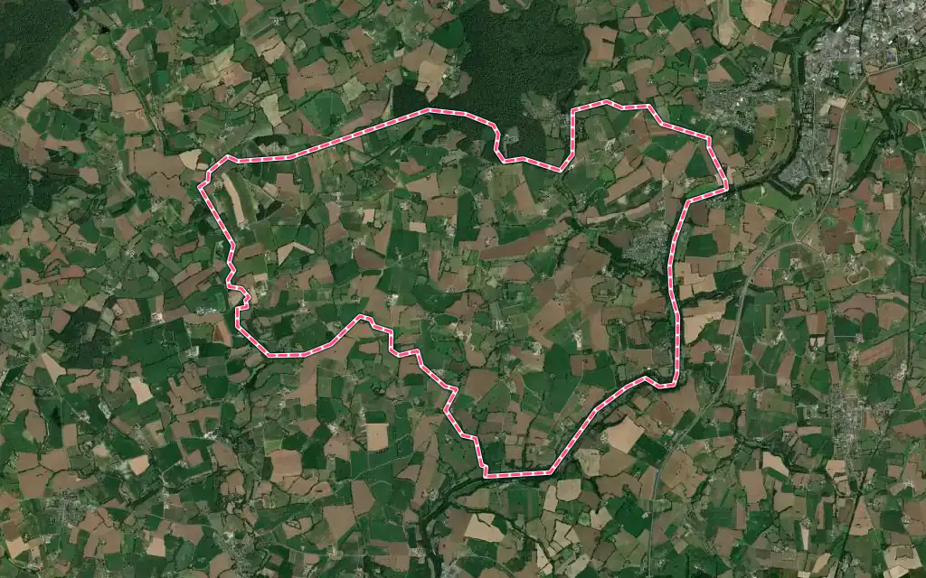 Vue satellite de Contest avec ses contours administratifs