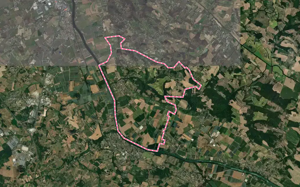 Vue satellite de Corbarieu avec ses contours administratifs