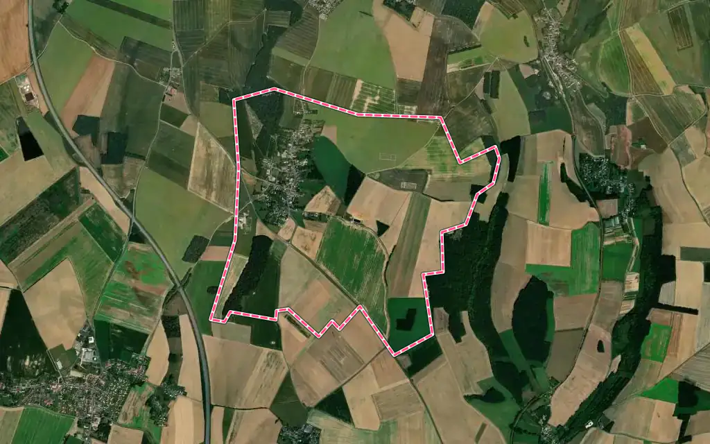 Vue satellite de Corbeil-Cerf avec ses contours administratifs