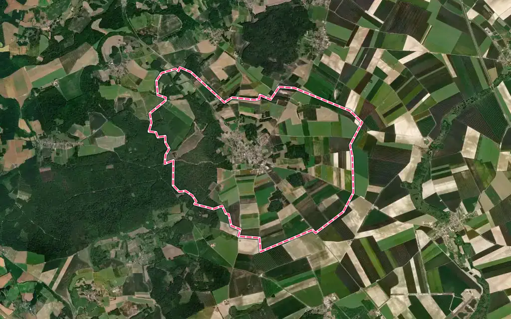 Vue satellite de Corbeny avec ses contours administratifs