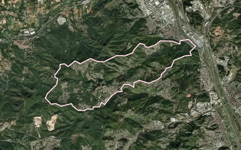 Vista satélite de Corbera de Llobregat con su contorno administrativo