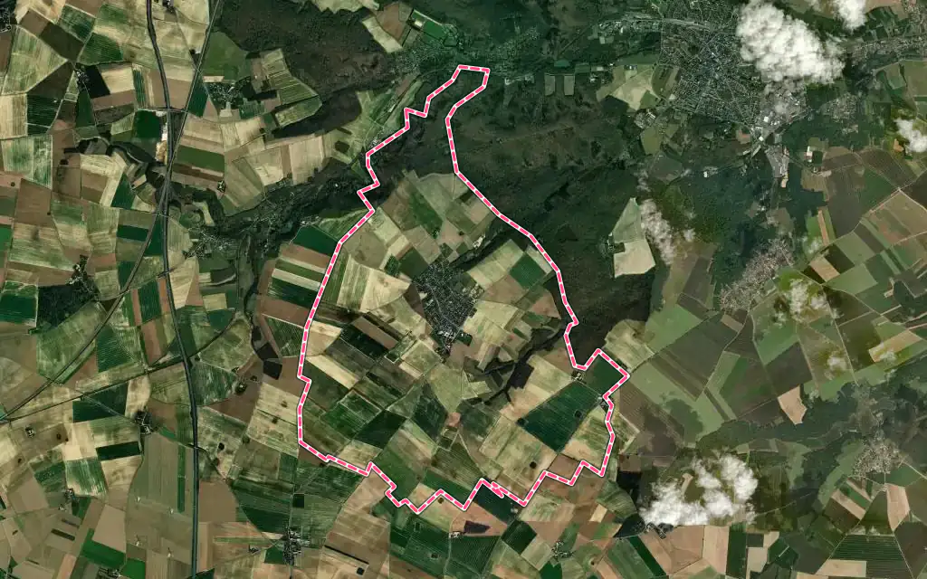 Vue satellite de Corbreuse avec ses contours administratifs