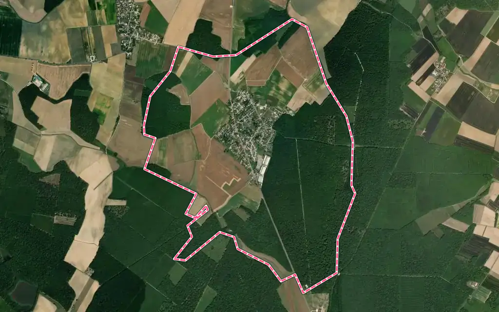 Vue satellite de Corcelles-lès-Cîteaux avec ses contours administratifs