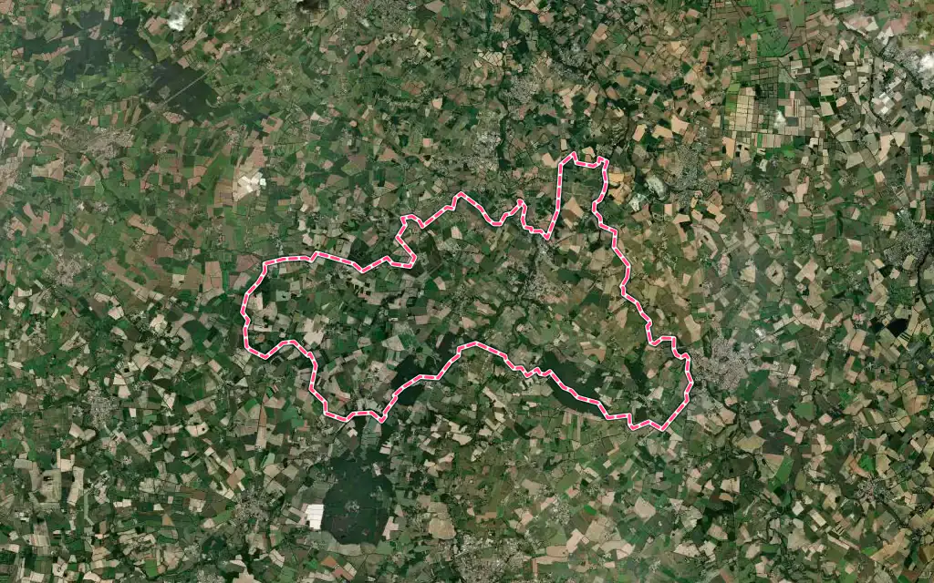 Vue satellite de Corcoué-sur-Logne avec ses contours administratifs