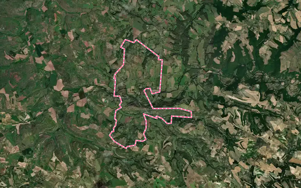 Vue satellite de Cordes-sur-Ciel avec ses contours administratifs