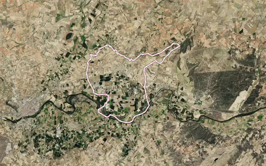 Vista satélite de Coreses con su contorno administrativo