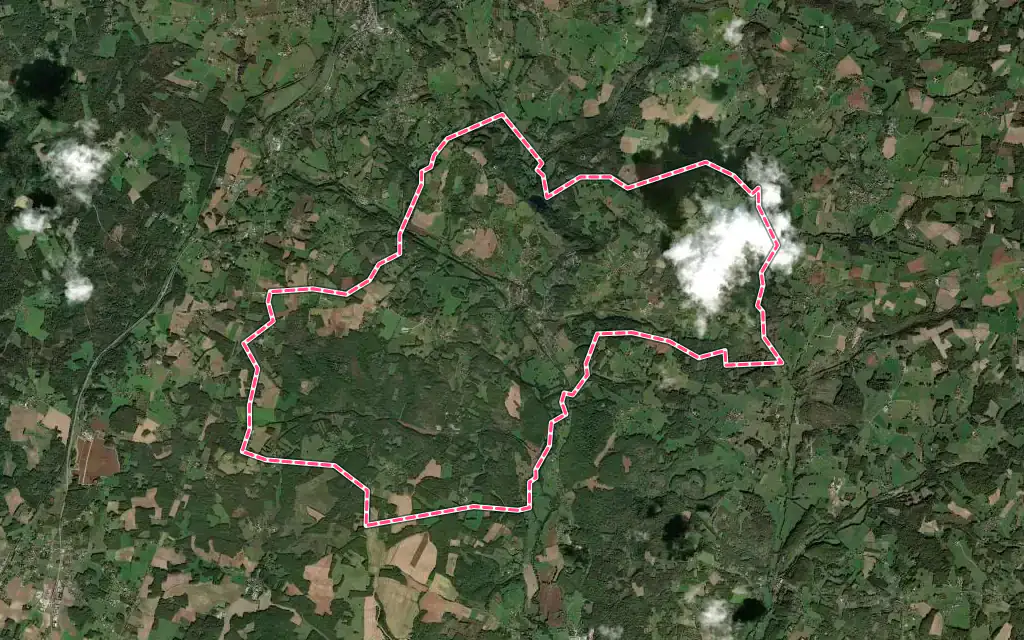 Vue satellite de Corgnac-sur-l'Isle avec ses contours administratifs