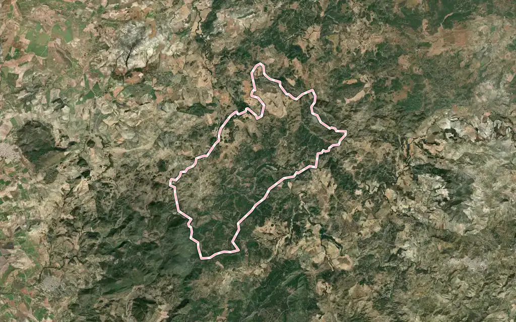 Vista satélite de Coripe con su contorno administrativo