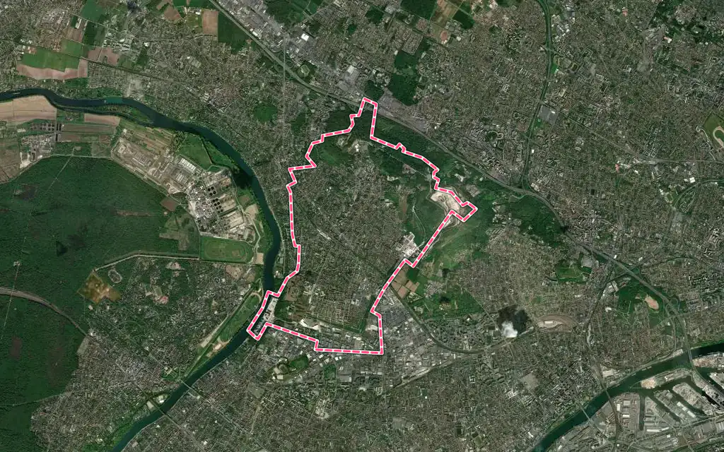 Vue satellite de Cormeilles-en-Parisis avec ses contours administratifs