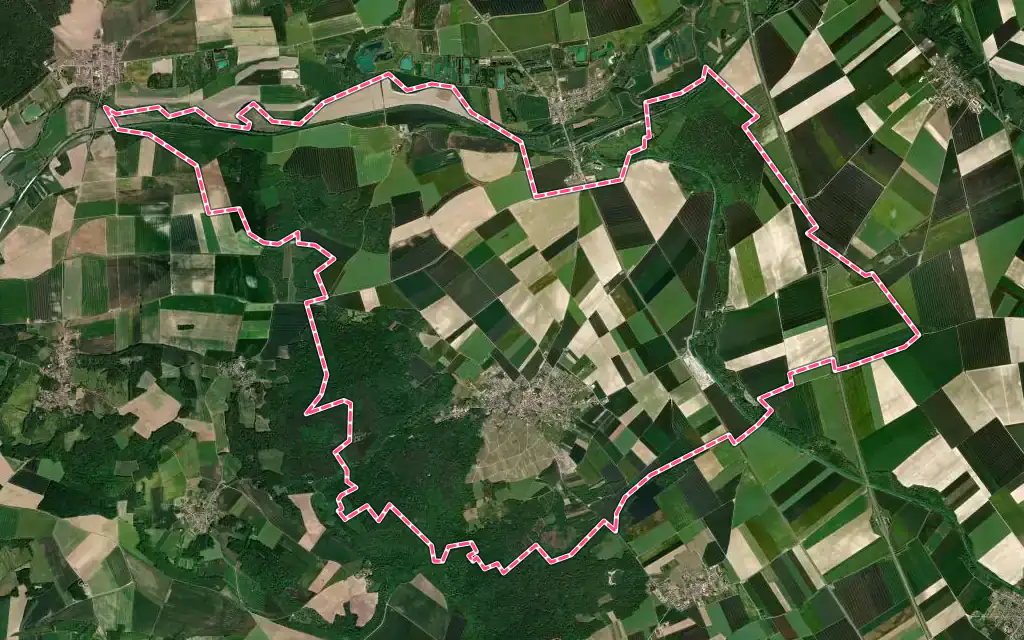 Vue satellite de Cormicy avec ses contours administratifs
