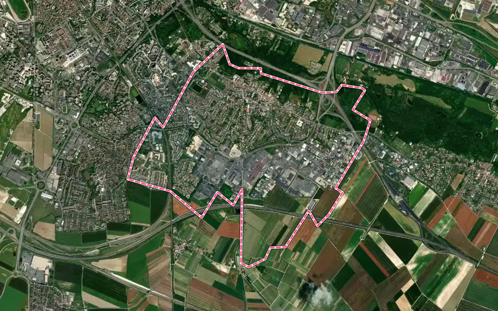 Vue satellite de Cormontreuil avec ses contours administratifs