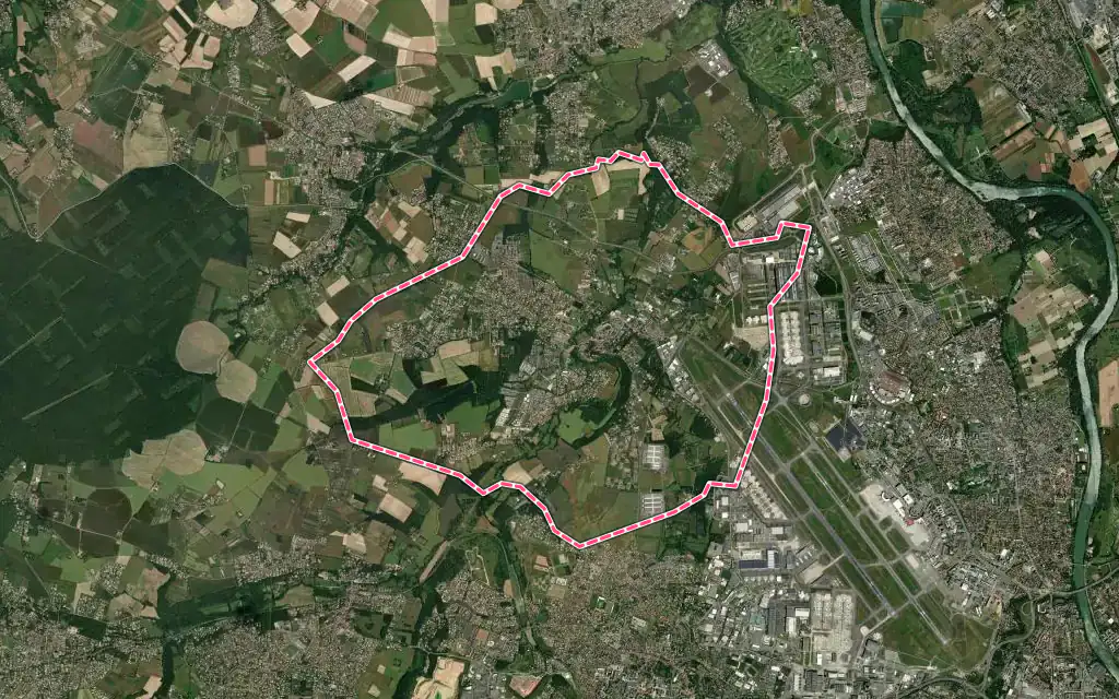 Vue satellite de Cornebarrieu avec ses contours administratifs