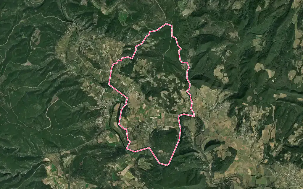Vue satellite de Cornillon avec ses contours administratifs
