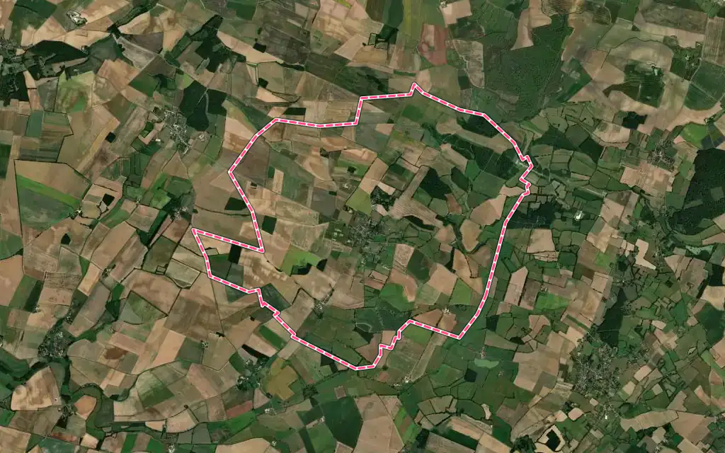 Vue satellite de Cornusse avec ses contours administratifs