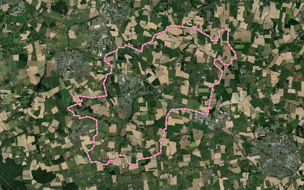 Vue satellite de Corps-Nuds avec ses contours administratifs