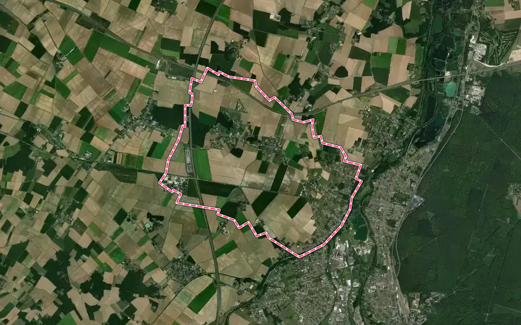 Vue satellite de Corquilleroy avec ses contours administratifs