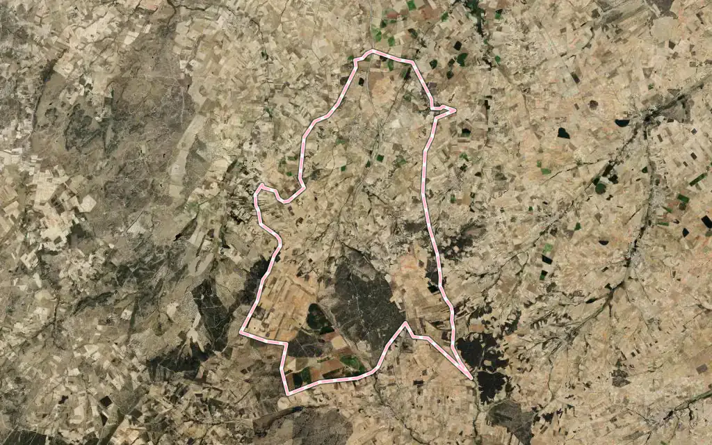 Vista satélite de Corrales del Vino con su contorno administrativo