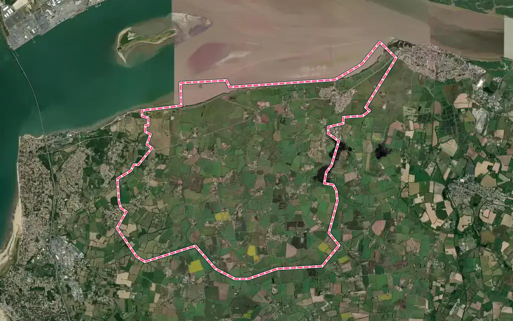 Vue satellite de Corsept avec ses contours administratifs
