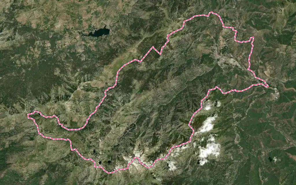 Vue satellite de Corte avec ses contours administratifs