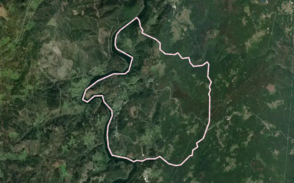 Vista satélite de Cortegada con su contorno administrativo