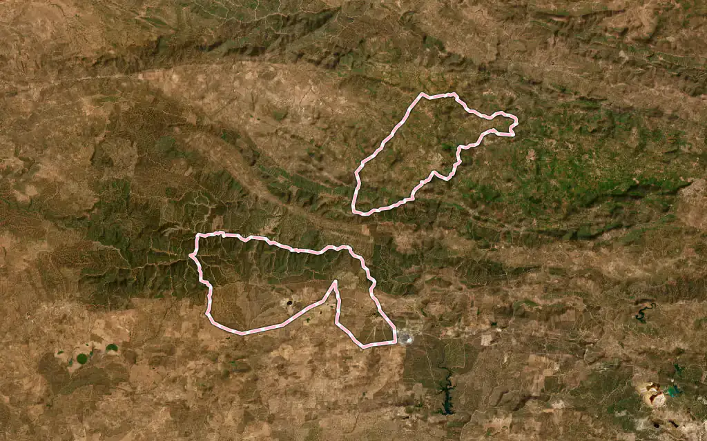 Vista satélite de Cortegana con su contorno administrativo