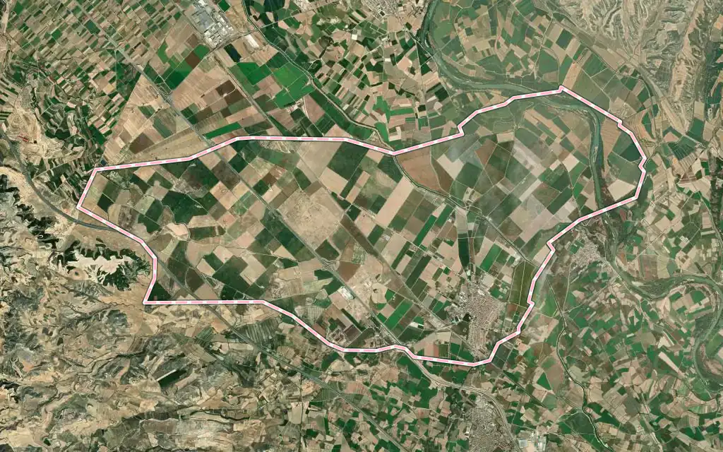 Vista satélite de Cortes con su contorno administrativo