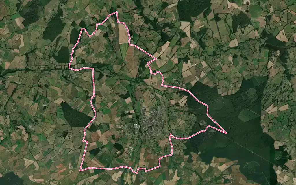 Vue satellite de Cosne-d'Allier avec ses contours administratifs