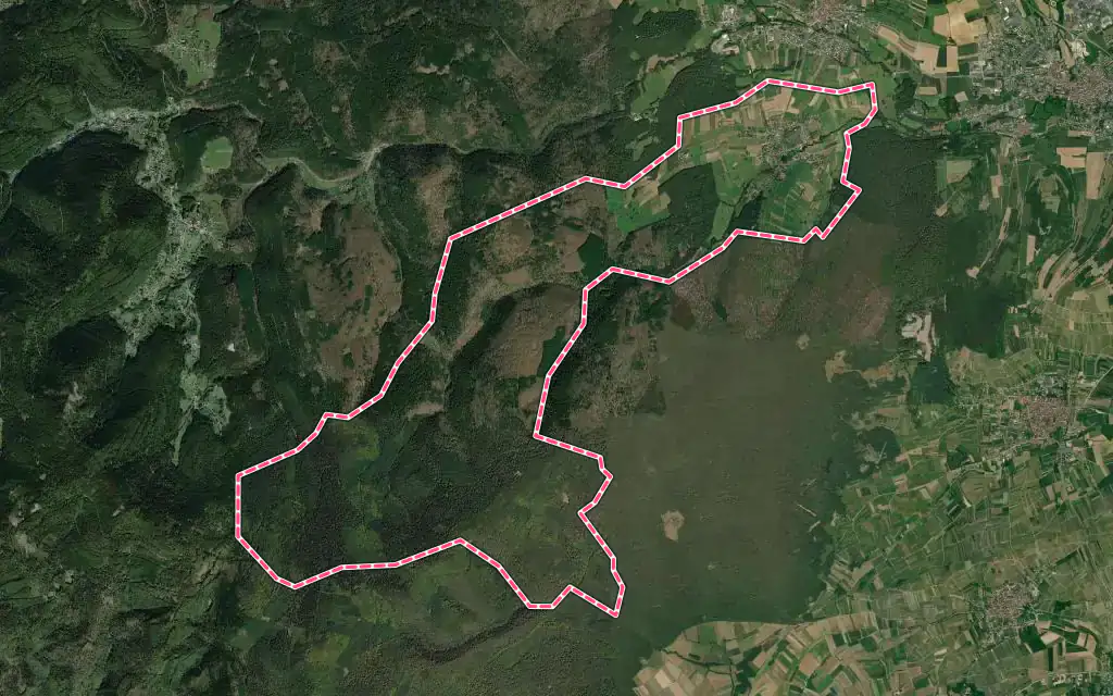 Vue satellite de Cosswiller avec ses contours administratifs