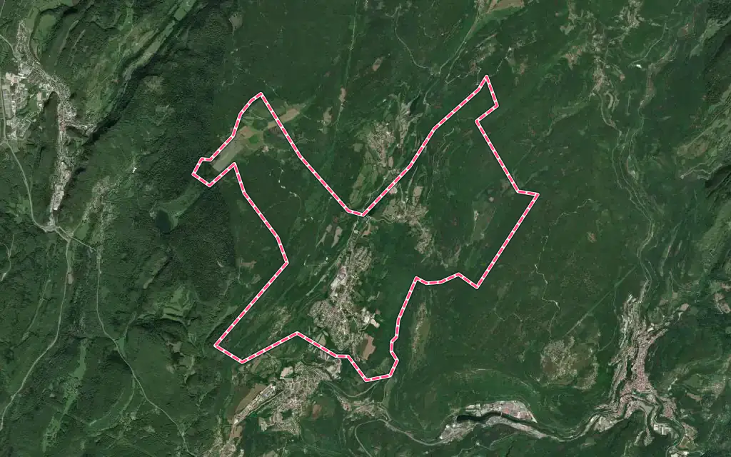 Vue satellite de Coteaux du Lizon avec ses contours administratifs
