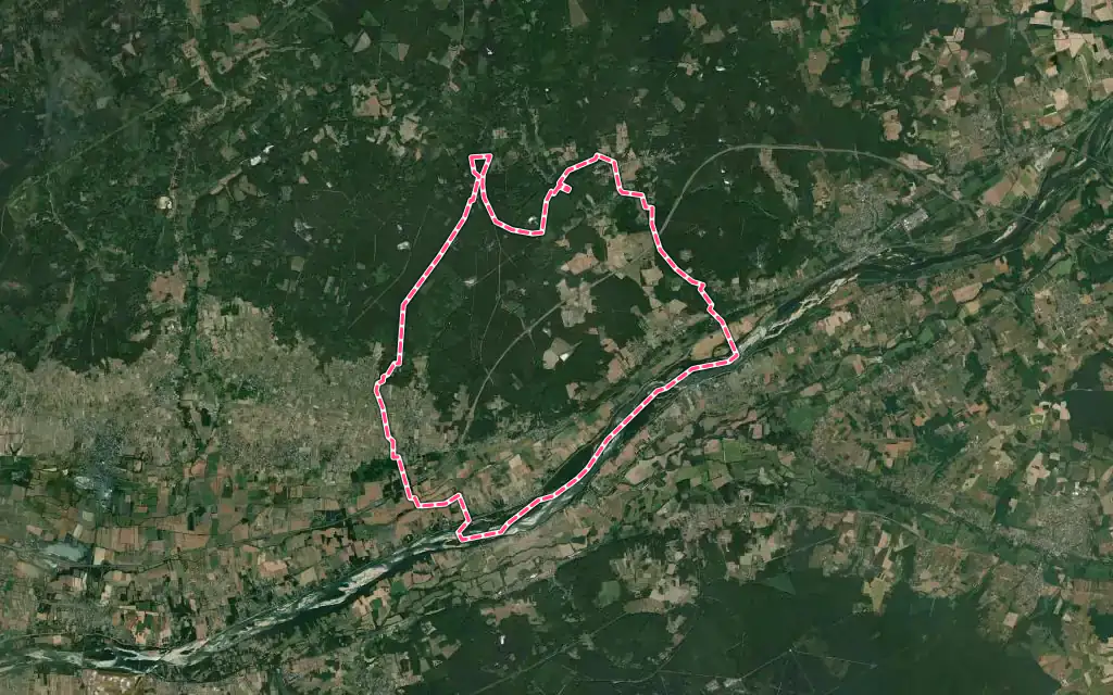 Vue satellite de Coteaux-sur-Loire avec ses contours administratifs