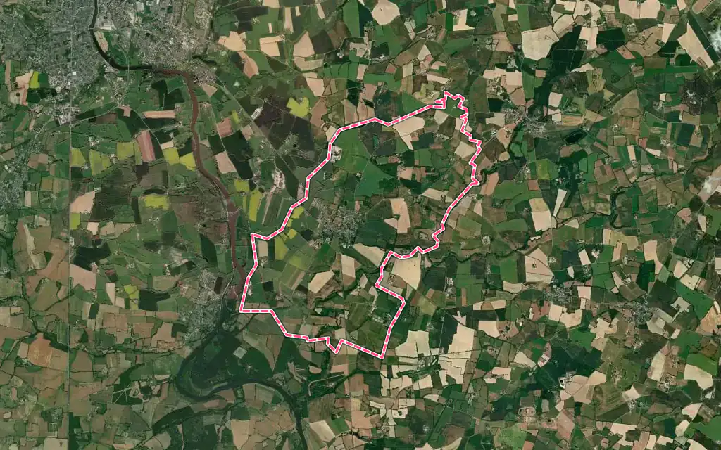 Vue satellite de Coudray avec ses contours administratifs