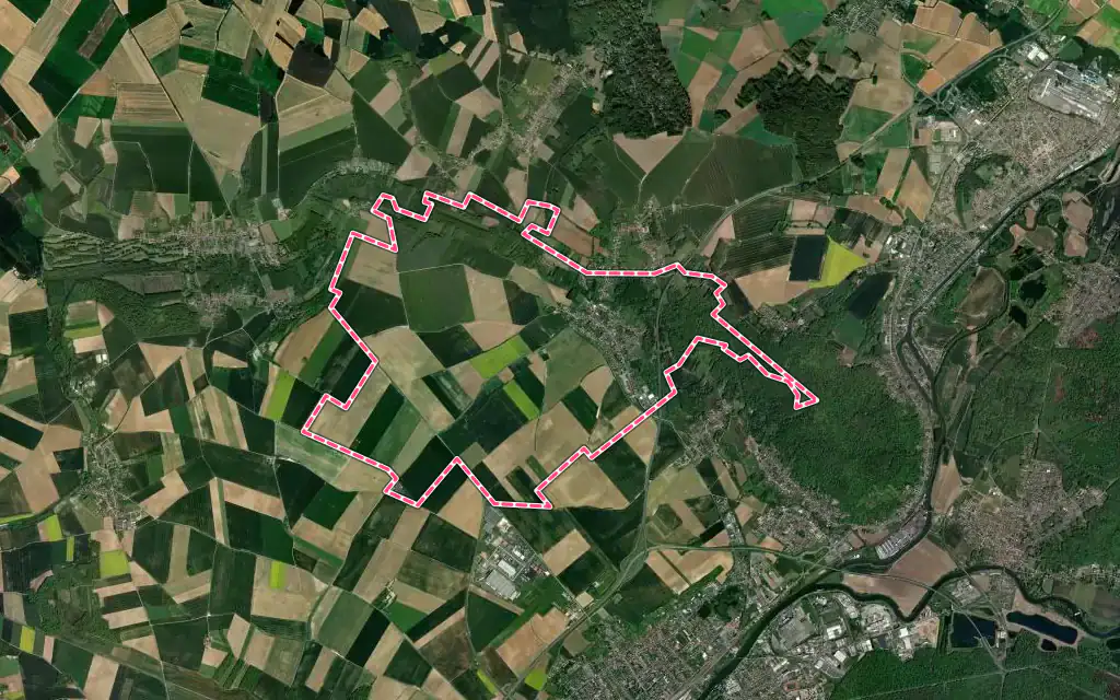 Vue satellite de Coudun avec ses contours administratifs