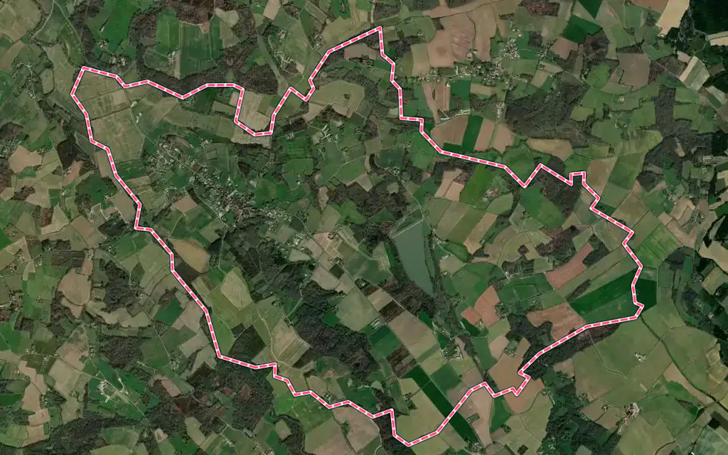 Vue satellite de Coudures avec ses contours administratifs