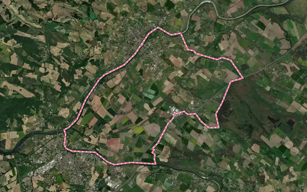 Vue satellite de Coufouleux avec ses contours administratifs
