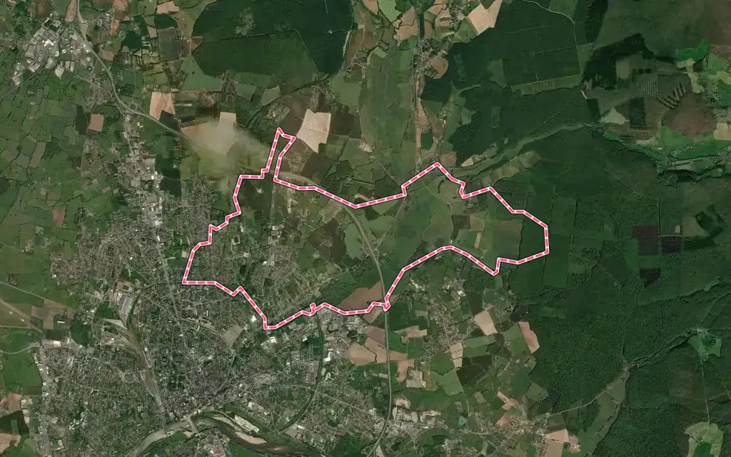 Vue satellite de Coulanges-lès-Nevers avec ses contours administratifs