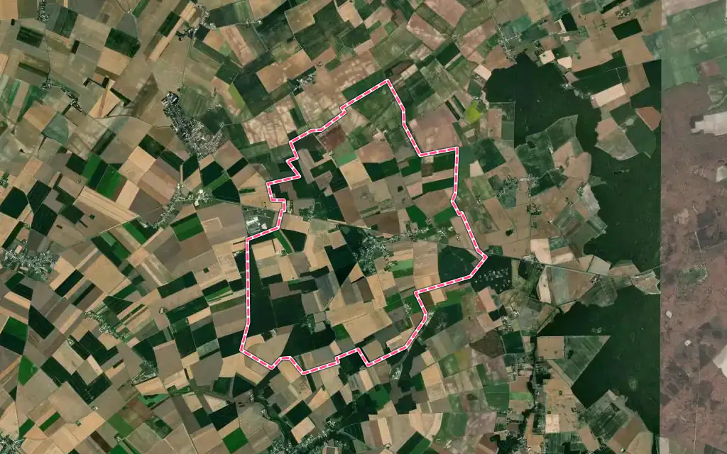 Vue satellite de Coulmiers avec ses contours administratifs