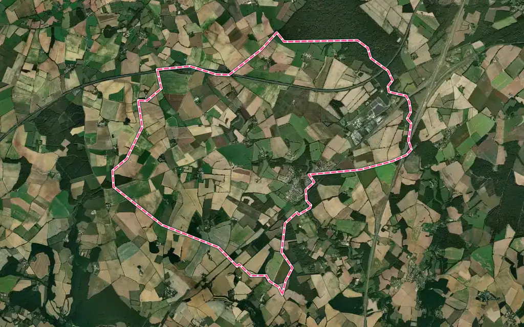 Vue satellite de Coulombiers avec ses contours administratifs