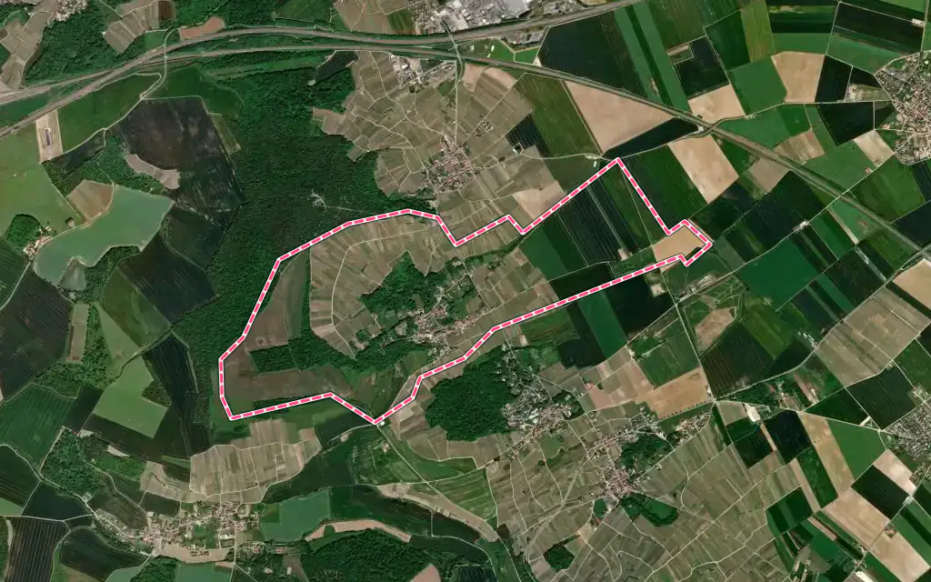 Vue satellite de Coulommes-la-Montagne avec ses contours administratifs