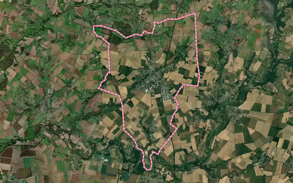 Vue satellite de Coulonges-sur-l'Autize avec ses contours administratifs