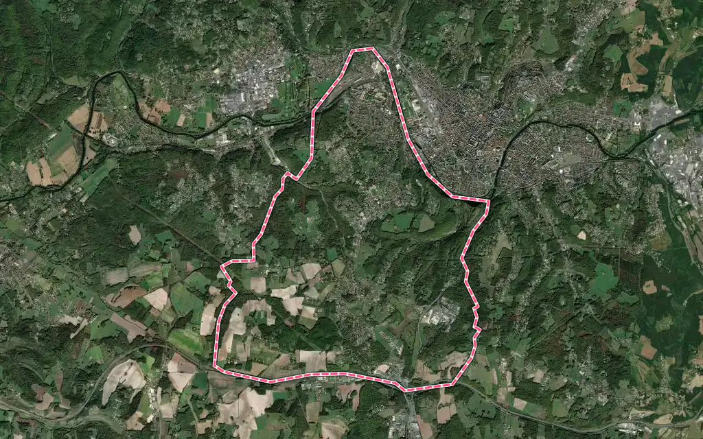 Vue satellite de Coulounieix-Chamiers avec ses contours administratifs