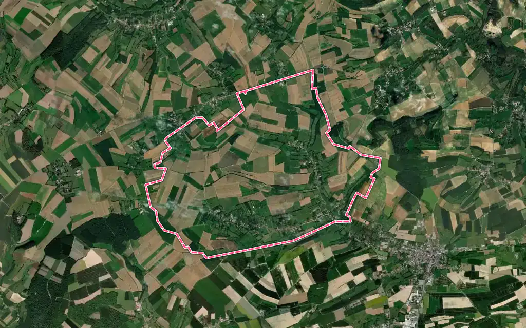 Vue satellite de Coupelle-Vieille avec ses contours administratifs