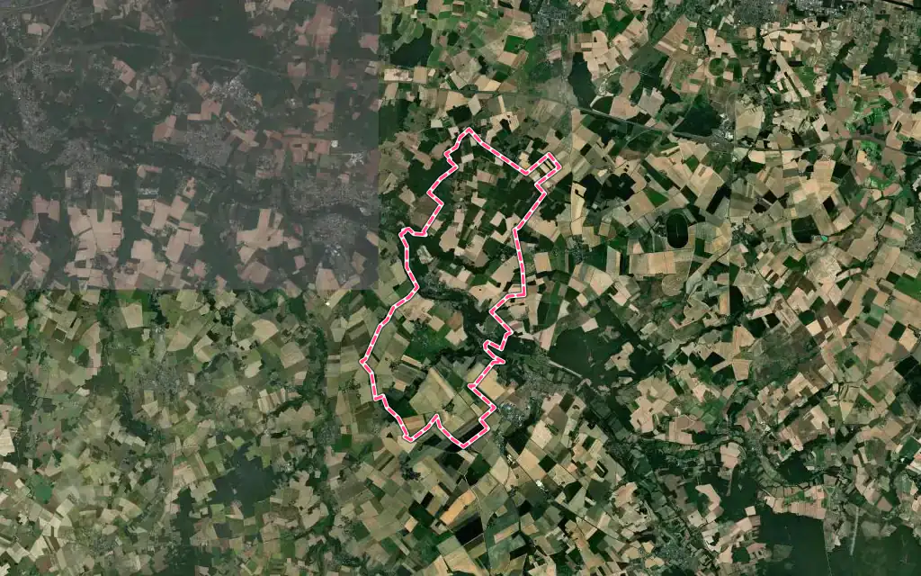 Vue satellite de Courçay avec ses contours administratifs