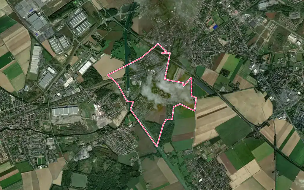 Vue satellite de Courchelettes avec ses contours administratifs