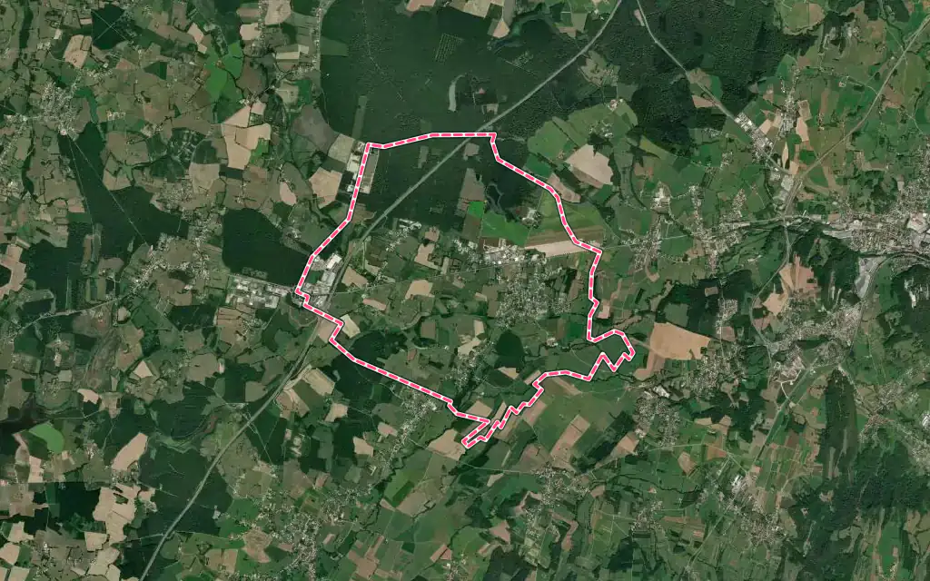 Vue satellite de Courlaoux avec ses contours administratifs