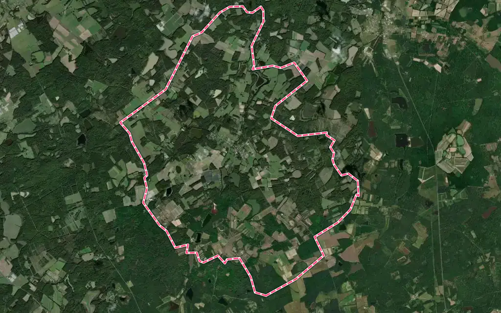 Vue satellite de Courmemin avec ses contours administratifs