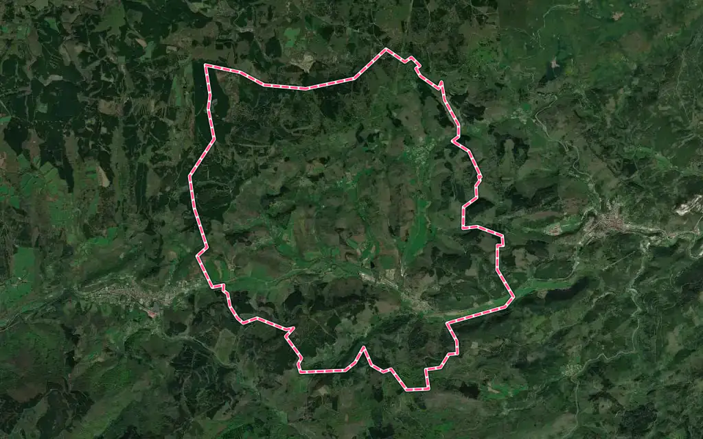 Vue satellite de Courniou avec ses contours administratifs