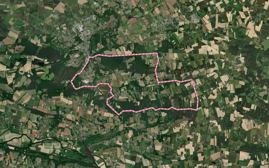 Vue satellite de Cournon avec ses contours administratifs