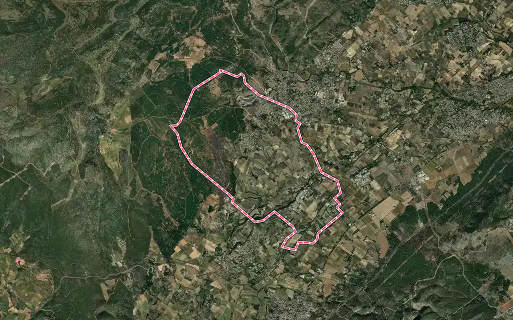 Vue satellite de Cournonsec avec ses contours administratifs