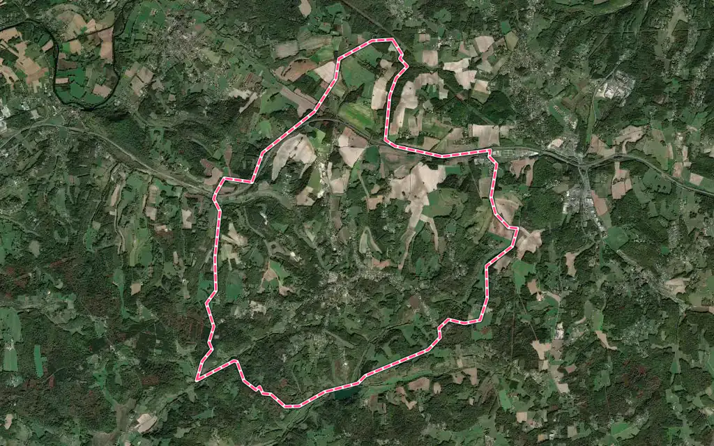 Vue satellite de Coursac avec ses contours administratifs