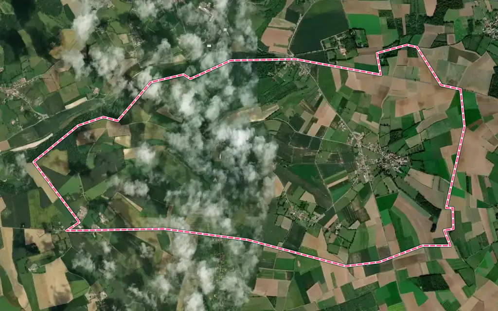 Vue satellite de Courset avec ses contours administratifs